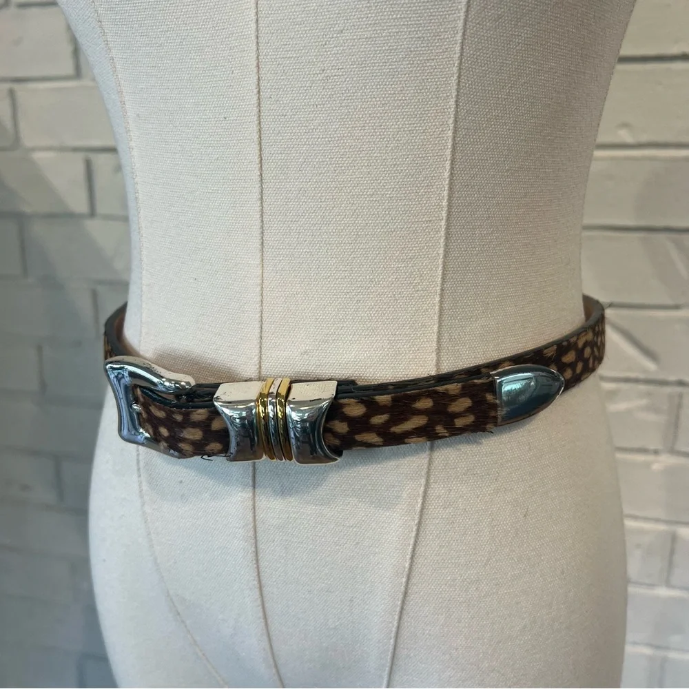 Vintage 90s B.B. Simon Deer Animal Print Fur Belt Womens S/M